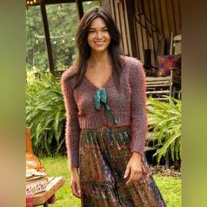 Natural Life Oh So Soft Satin Tie-Front Cardigan